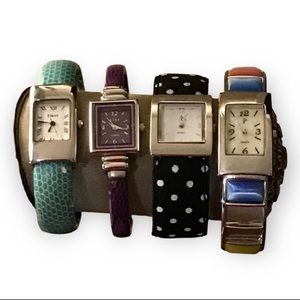 Vintage Bundle of 4 Cuff Band  Wrist Watches / Perfect for up cycling projects!